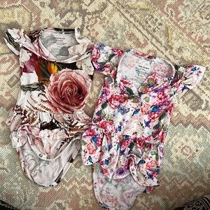 2 posh peanut skirted bodysuits